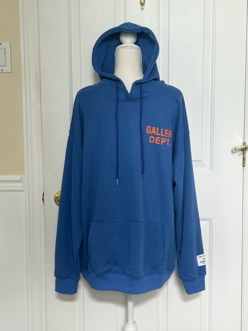 Men's Blue Pullover Hoodie, Size Large